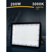 Trade Shop - Faro Led 200 W Ultra Slim Esterno Nero Ip65 Luce Fredda Naturale Calda Fs200w-n - -bianco Caldo      -