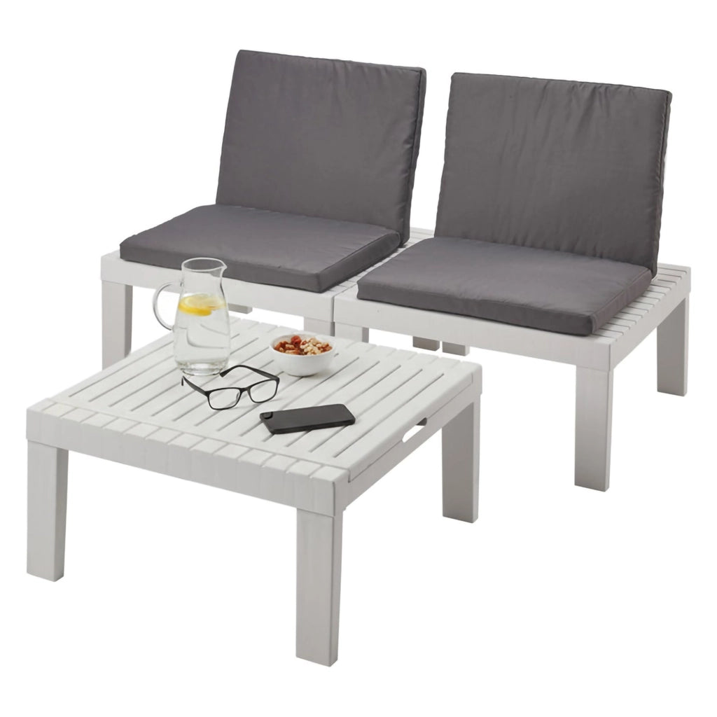 Salottino Outdoor Aixela, set Salotto da Esterno 2 Posti Made in Italy, Bianco