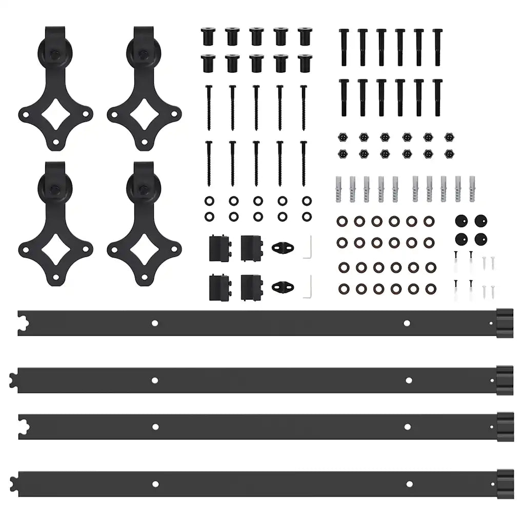 Kit di Binari per Porte Scorrevoli 305 cm Acciaio Nero CFW9318440
