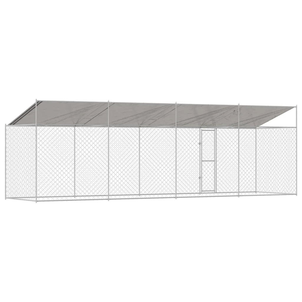 Gabbia per Cani con Tetto Argento 800 x 200 x 256 cm 3368303