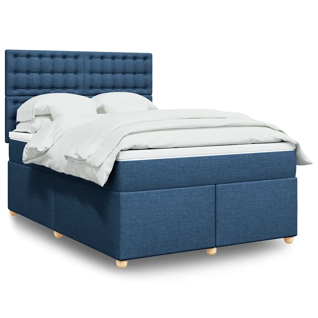 vidaXL Giroletto a Molle con Materasso Blu 140x190 cm in Tessuto