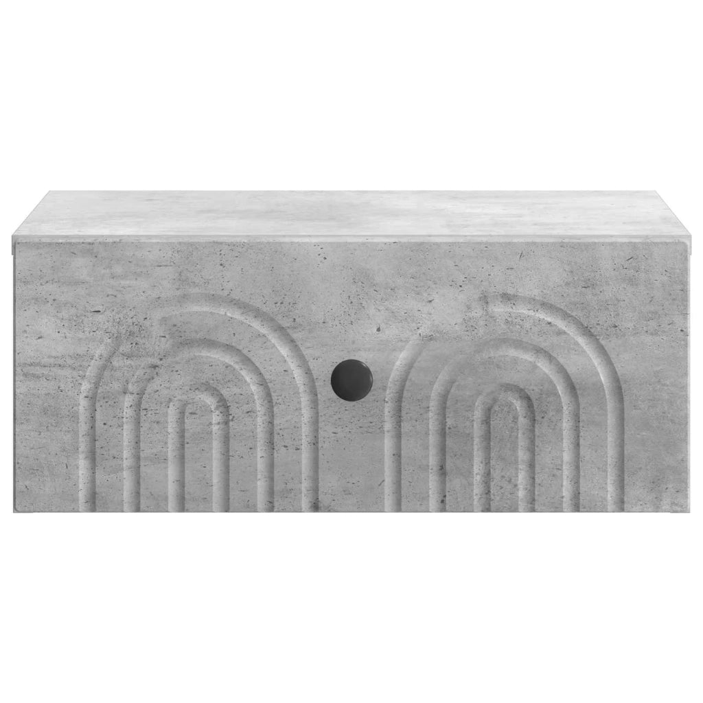 Mobiletto da notte a muro con cassetto 2 pcs Grigio Cemento 898112