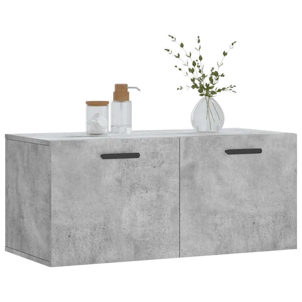 Armadietto a Muro | Mobile a Parete Grigio Cemento 80x36,5x35 cm Legno Multistrato