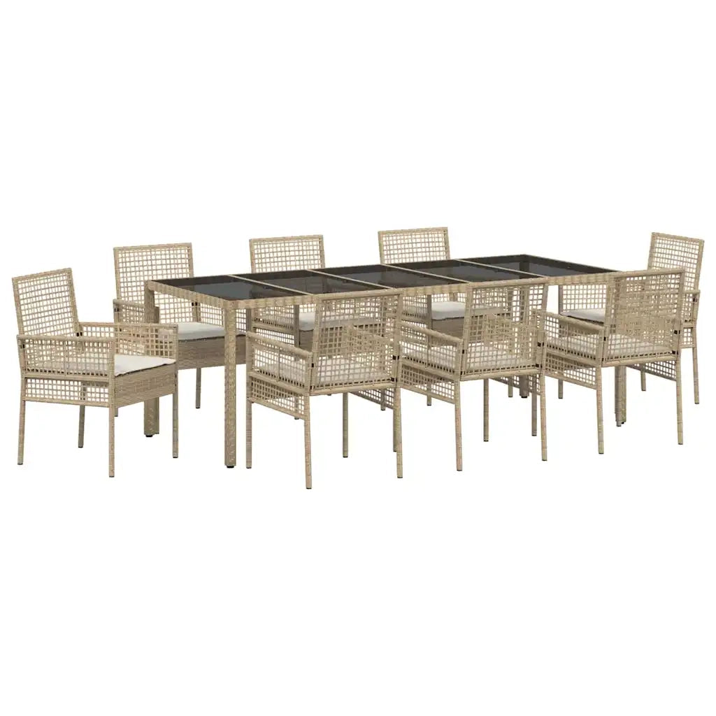 Set da Pranzo per Giardino 9 pcs Beige polyrattan 3334893