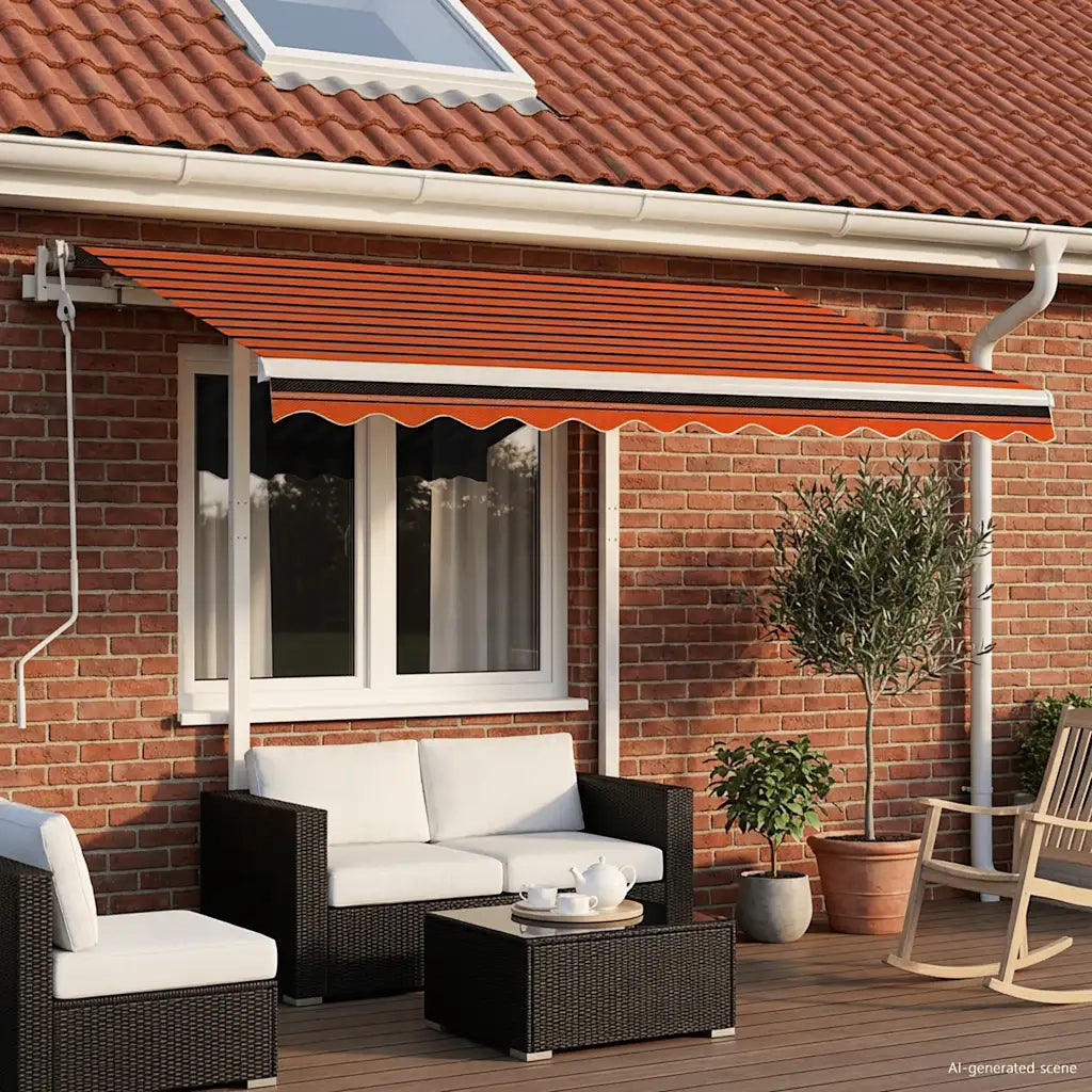 Tenda Retrattile Manuale con LED 3,5x2,5m Arancione e Marrone 3069925