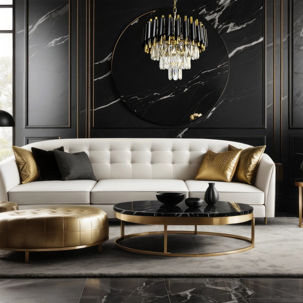 Lampadario CRISTAL in cristallo nero-oro 5xE14 Milagro