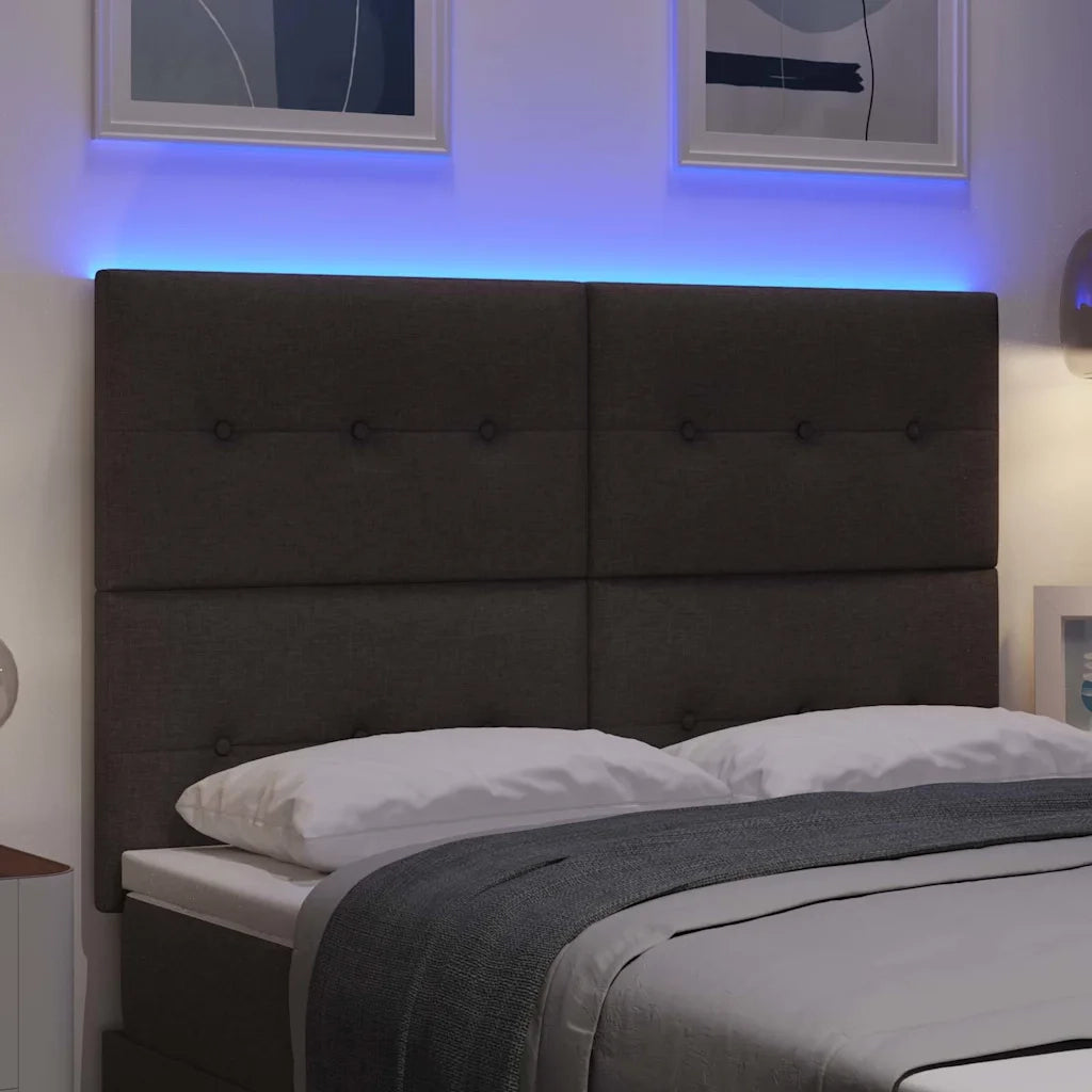 Testiera LED con strisce LED Marrone Scuro 160 cm Tessuto 3338439