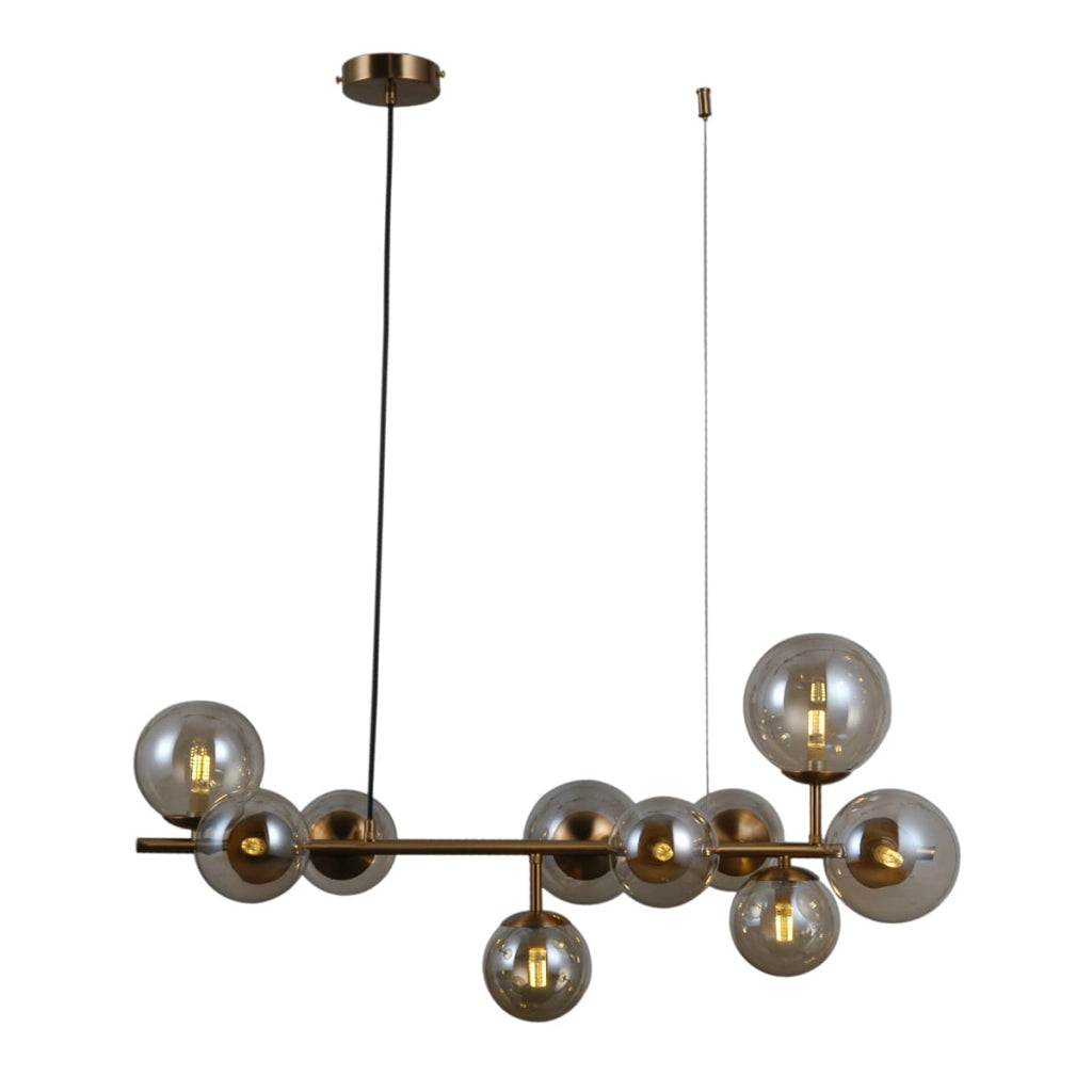 Lampadario sospeso Italux Frontera moderno ottone miele 10xG9