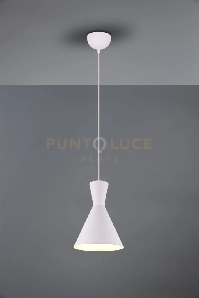 ENZO SOSPENSIONE 1 LUCE ATTACCO E27 DOPPIO CONO METALLO BIANCO D. 20CM