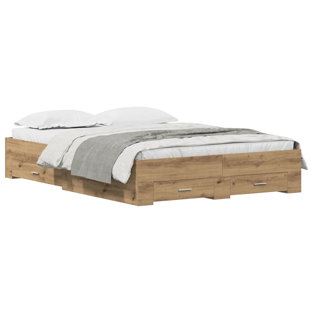 Struttura Letto con Cassetti Rovere artigianale Legno ingegnerizzato
