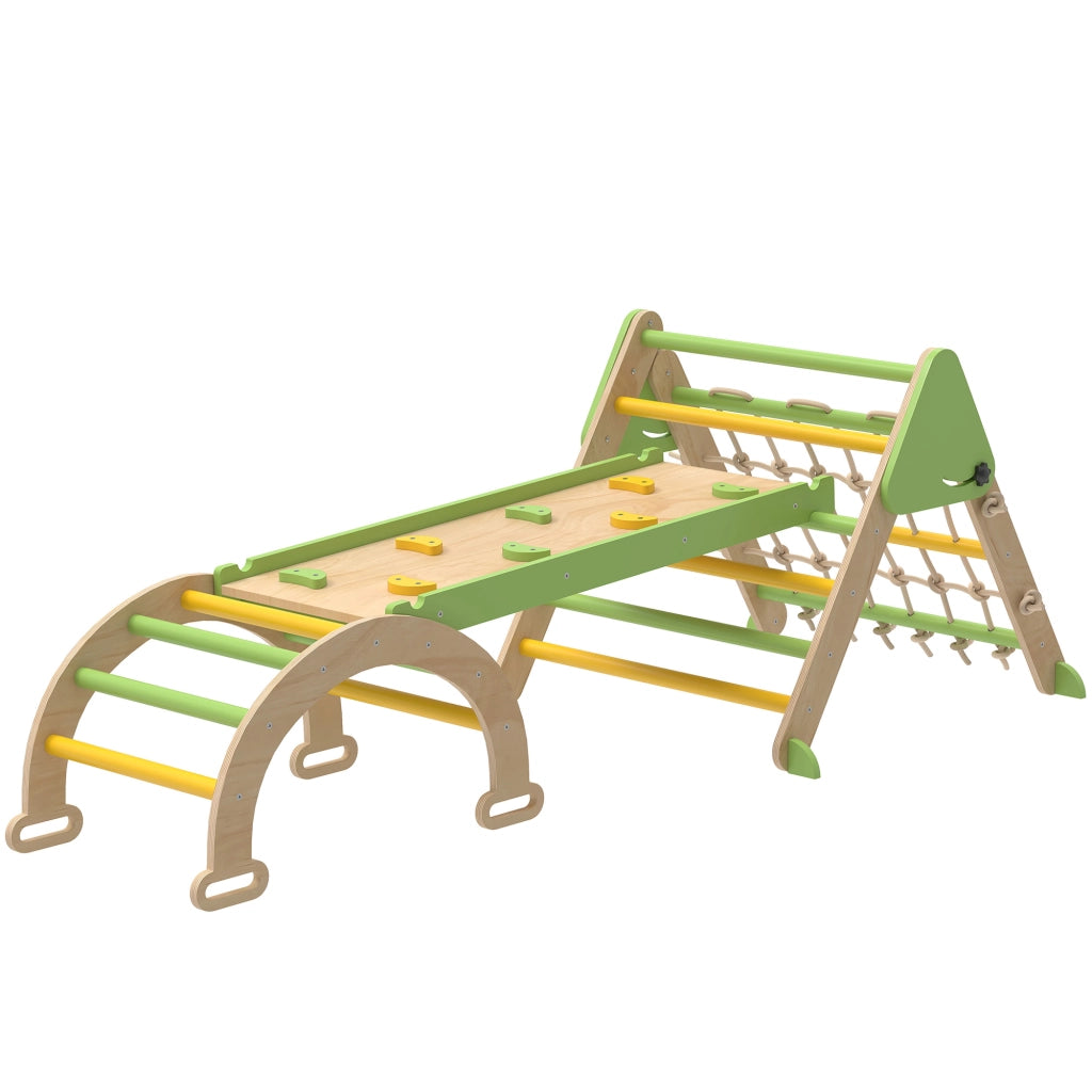 Gioco Montessori in Legno con Scivolo e Scala ¨C zephmum ¨C Verde