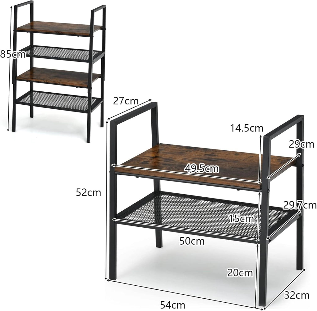 Scaffale di Stoccaggio a 2 Livelli, Scaffale Impilabile con Rete Metallica, Scaffale Compatto e Multiuso per Soggiorno Camera da Letto Ingresso, Carico Massimo: 30kg (2 pezzi)
