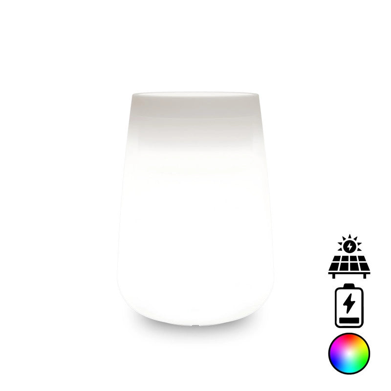 Vaso luminoso alto moderno di design Ø43 H75 in polimero resistente con LED multicolor con batteria e solare per interno ed esterno - Made in Italy