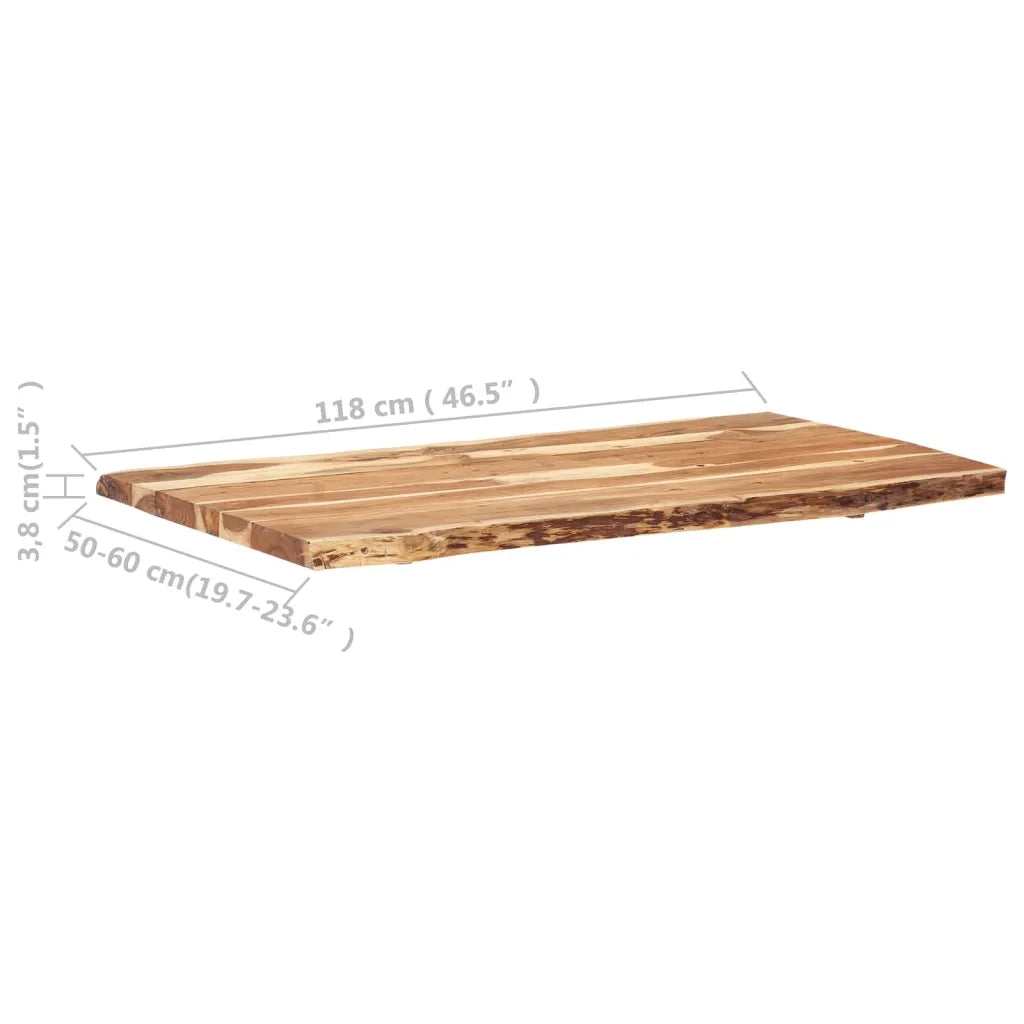 Piano del Tavolo in Legno Massello di Acacia 118x(50-60)x3,8 cm