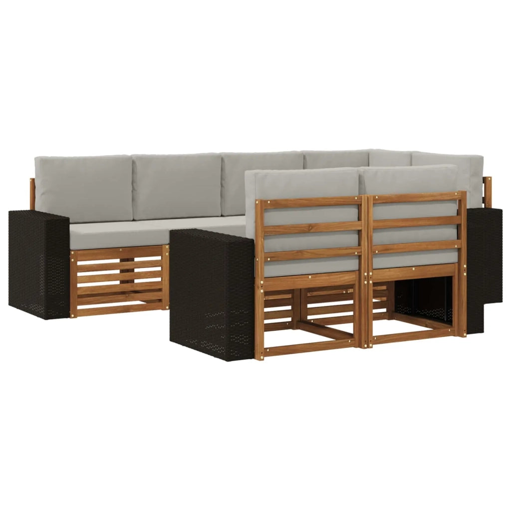 Set di divani da esterno 7 pz Naturale e Grigio Chiaro 3384482