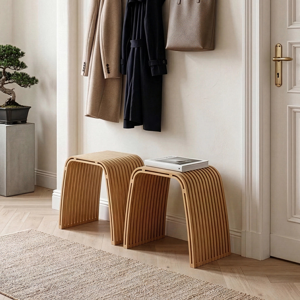 Set di 2 Sedute Multiuso Jysa in Bambù Sgabelli Bassi 45 x 50 x 31 cm - Naturale [en.casa]