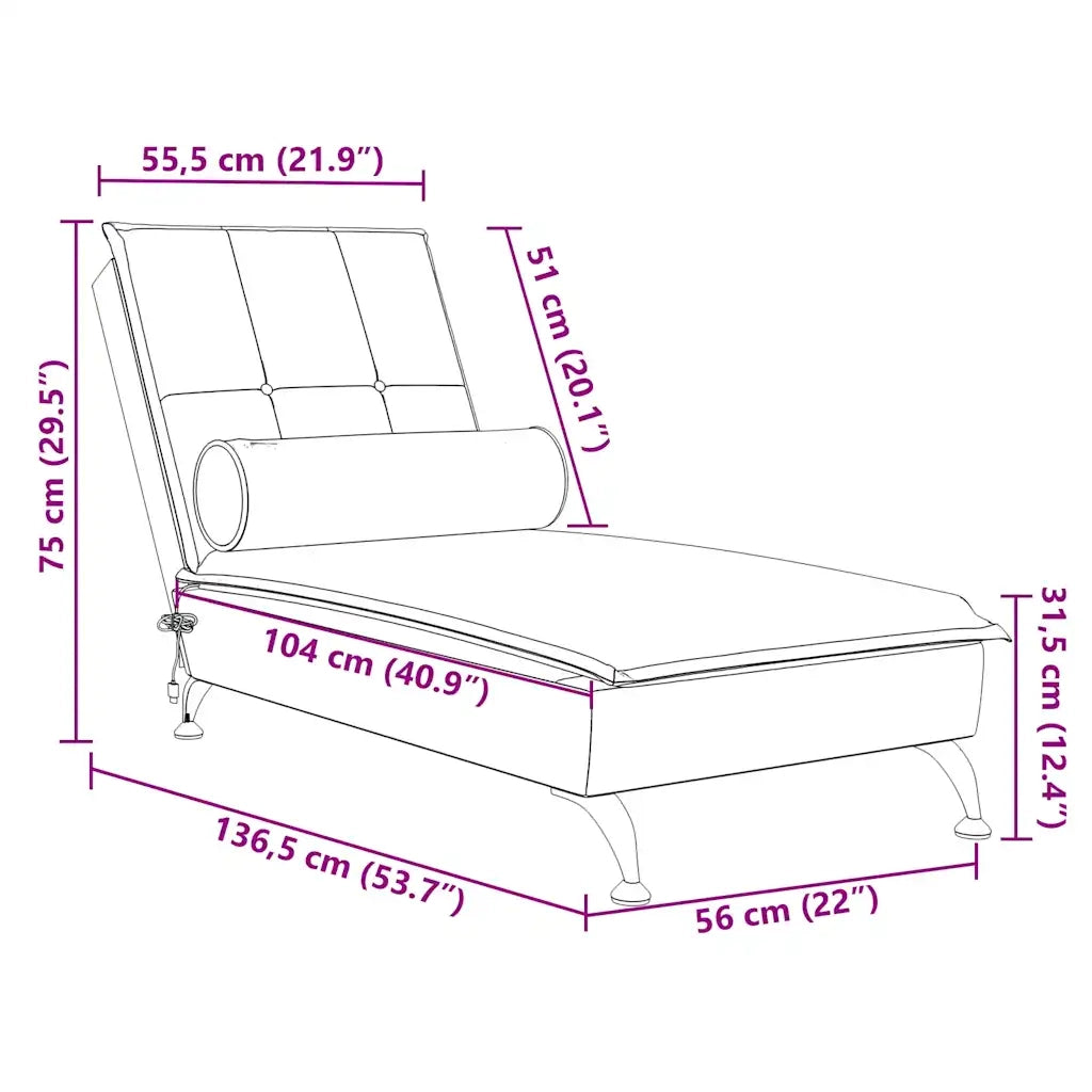 Chaise Longue Massaggi con Cuscino a Rullo Blu in Velluto CFW3409255