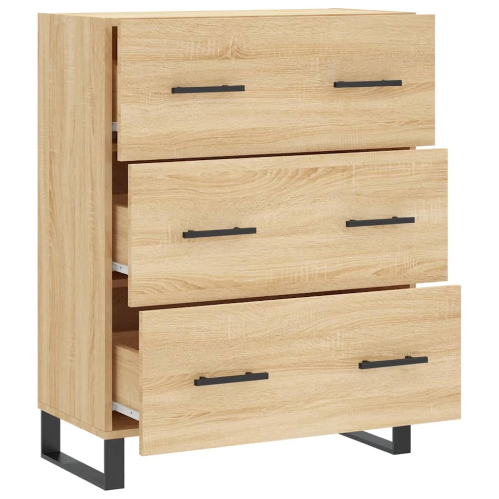 Buffet credenza cassettiera armadio mobile contenitore organizer cucina soggiorno rovere Sonoma 69,5 x 34 x 90 cm legno ingegnerizzato marrone 02_0031636