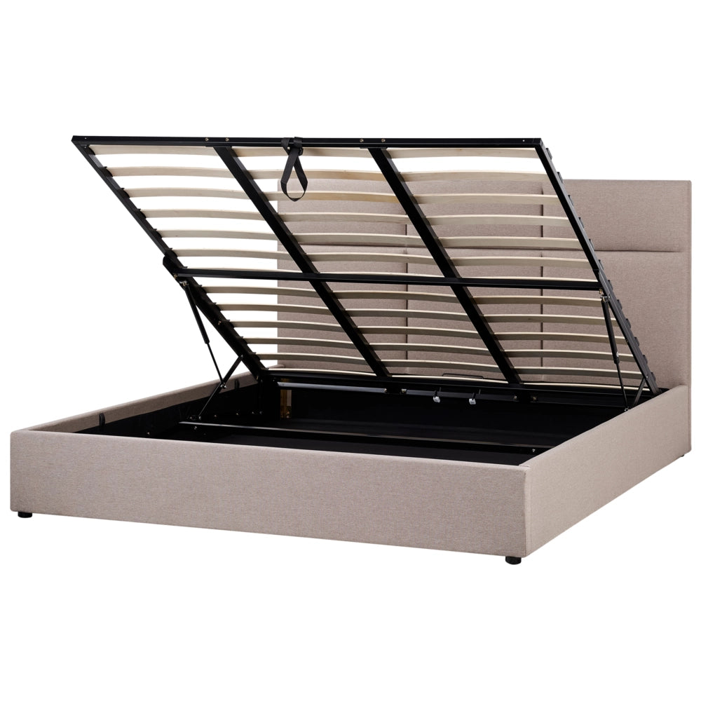 Letto ottomano Taupe Poliestere Rivestito 180 x 200 cm con Storage e Testata Mobili da Camera da Letto