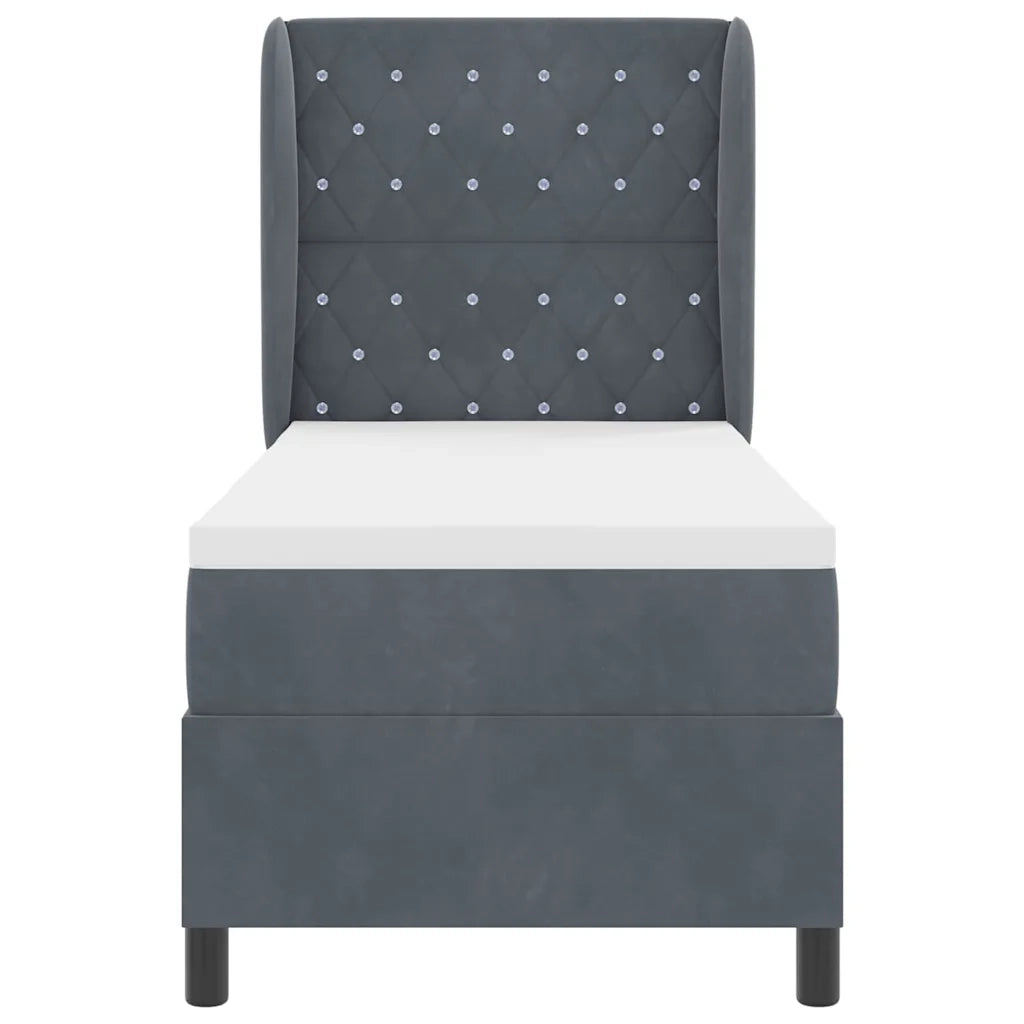 Letto a molle con materasso Grigio scuro 200 x 80 cm Velluto 3340845