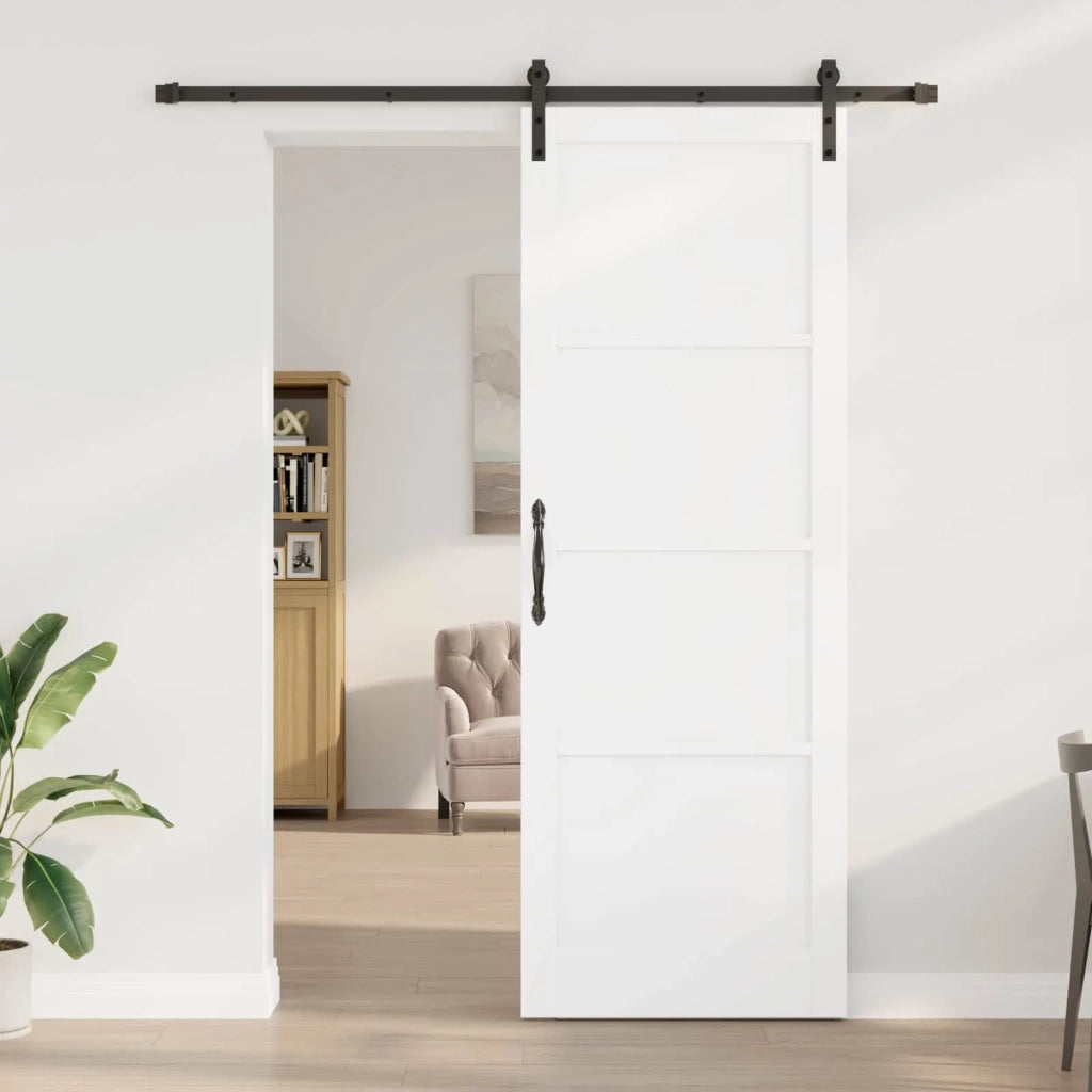 Porta scorrevole Bianco 83 x 232 cm Legno Massello di Pino 3445437