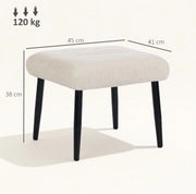 Pouf con cuscino in ciniglia e gambe in acciaio color crema