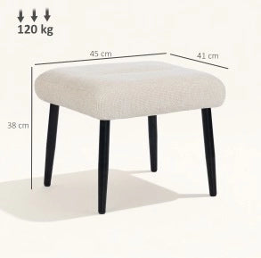 Pouf con cuscino in ciniglia e gambe in acciaio color crema