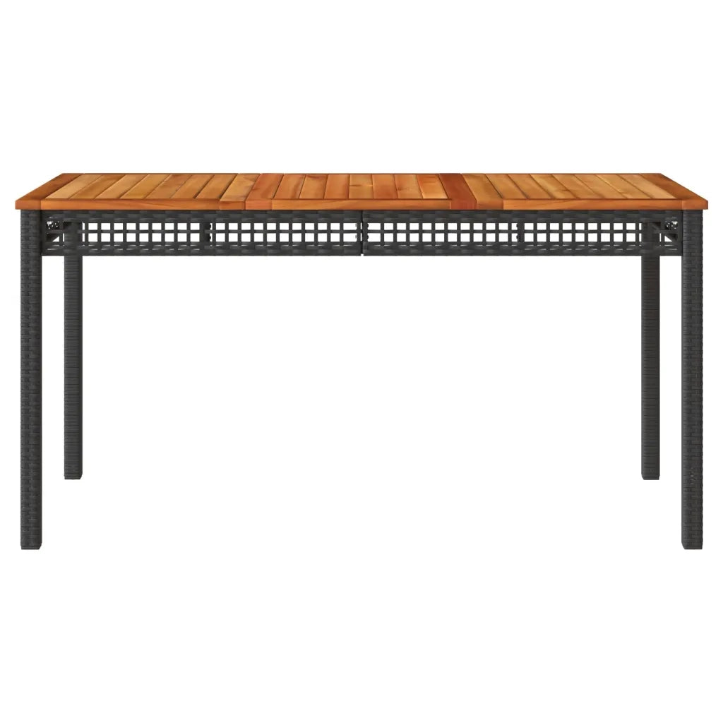 Tavolo da Giardino Nero 140x80x75 cm Polyrattan e Legno Acacia 366276