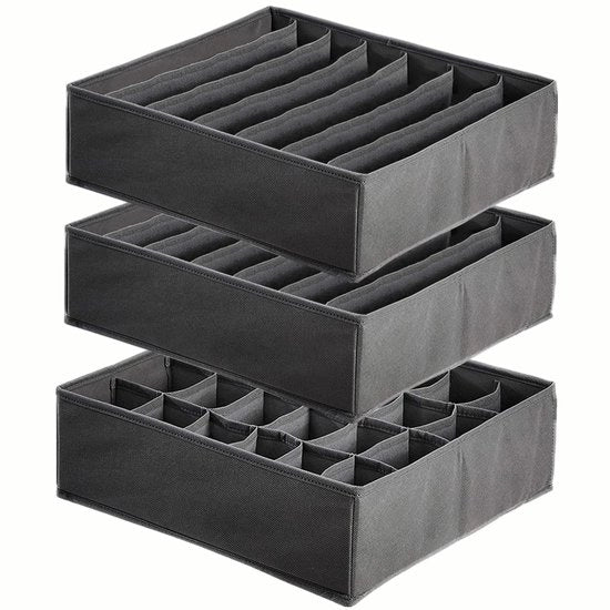 2 pezzi 7-vacche lade-organizzatore pieghevole per intimo + 1 pezzo 24-vacche cassettiera per calze, lade-organizzatore per spazio di ripostiglio, lade-verdeltre per guardaroba domestico