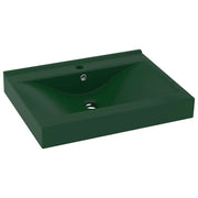Lavabo con Foro Rubinetto Verde Scuro Opaco 60x46cm in Ceramica CFW7347763
