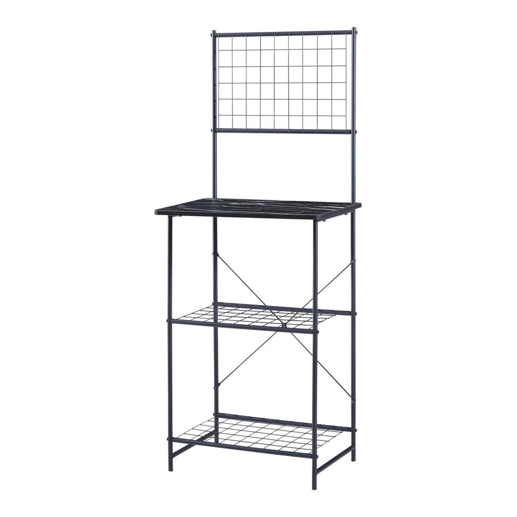 Mensola da cucina 150 x 60 x 42 cm effetto marmo nero 03_0006971