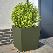 vidaXL Fioriere da Giardino 2 pz Verde Oliva 50x50x50 cm in Acciaio