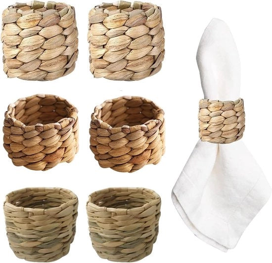 Servetringhe per tavola, con acquaiggiacinto, erba, servetringhe, servetgespen, supporto, decorazione da tavola, servetringhe per matrimonio, festa, anniversario, Ramadan, banchetto, 6 pezzi