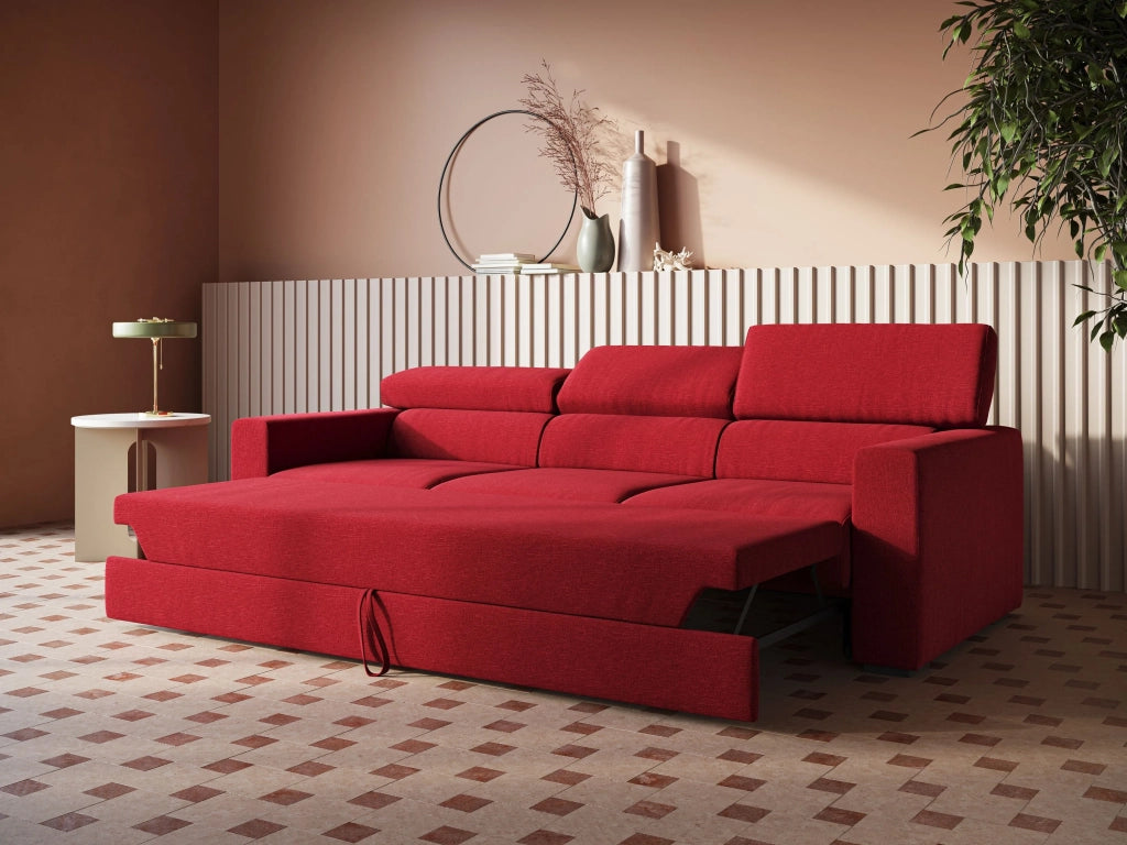 Dylan Divano a 3 sedute con estraibile a cassettone in tessuto simil cotone impermeabile T13 240 cm marrone