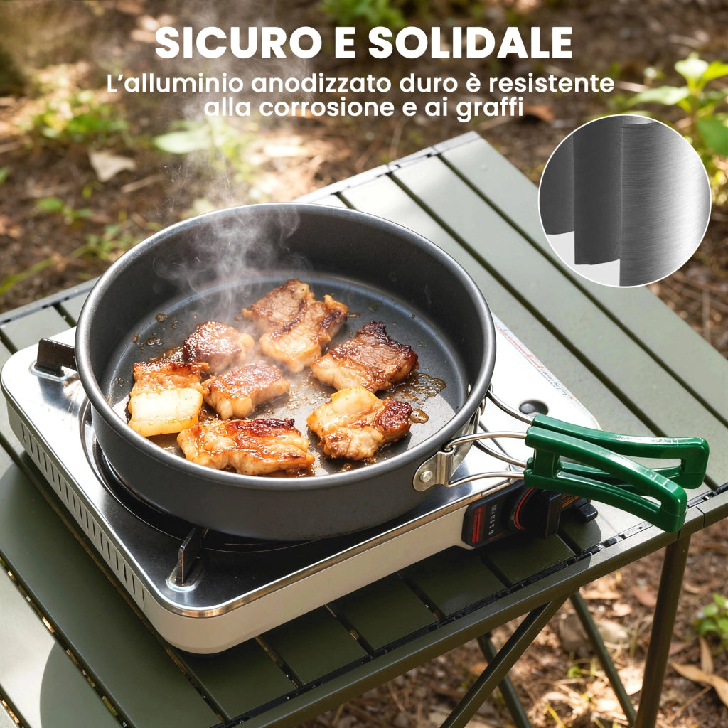 Set di Pentole Campeggio 4-5 Persone, Cucina Campeggio Alluminio, Grigio