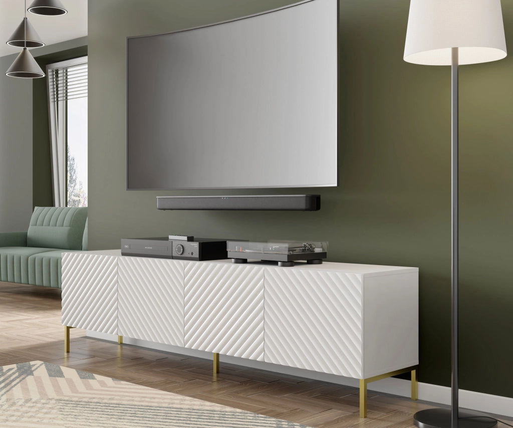 PORTA TV SURF 200 4D GAMBE BIANCO LUCIDO ORO