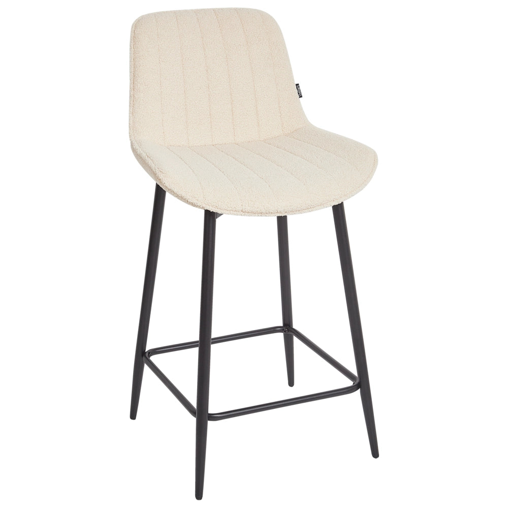 Set di 2 sedie da bar Beige chiaro senza braccioli Boucle nero Gamba d'acciaio Design moderno Sedute per la sala da pranzo