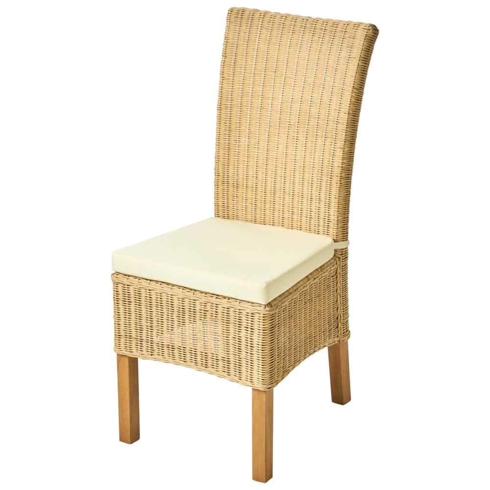 Set di 2 sedie da pranzo in rattan intrecciato con schienale alto per soggiorno colore naturale