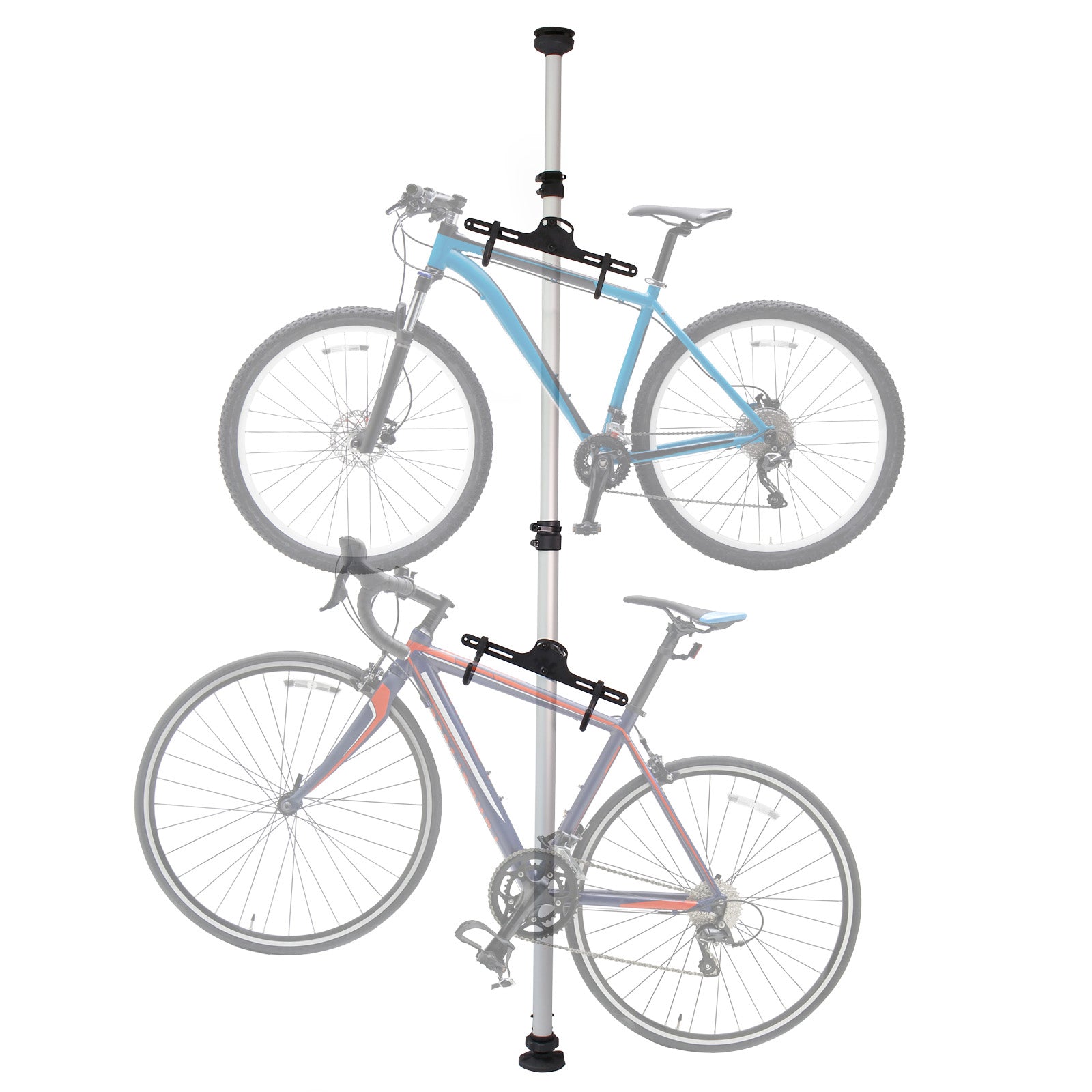Portabiciclette telescopico per 2 bici da 20 kg 160-340 cm, regolabile con bracci girevoli 360°