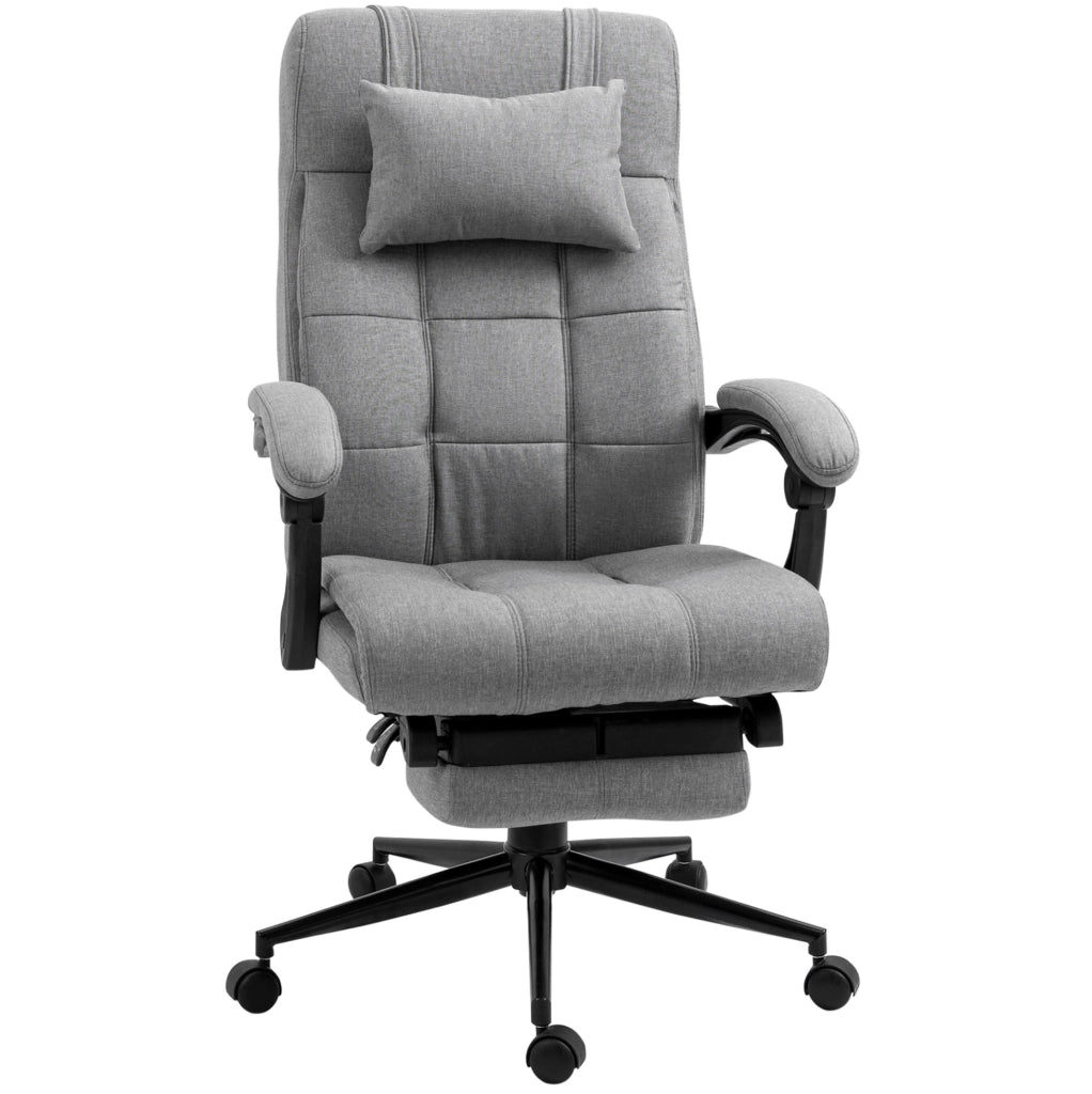 Sedia da ufficio ergonomica girevole in lino grigio chiaro