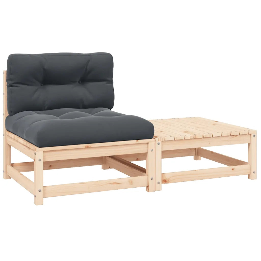 Set Divani da Giardino 2 pz con Cuscini Legno Massello Pino 807295