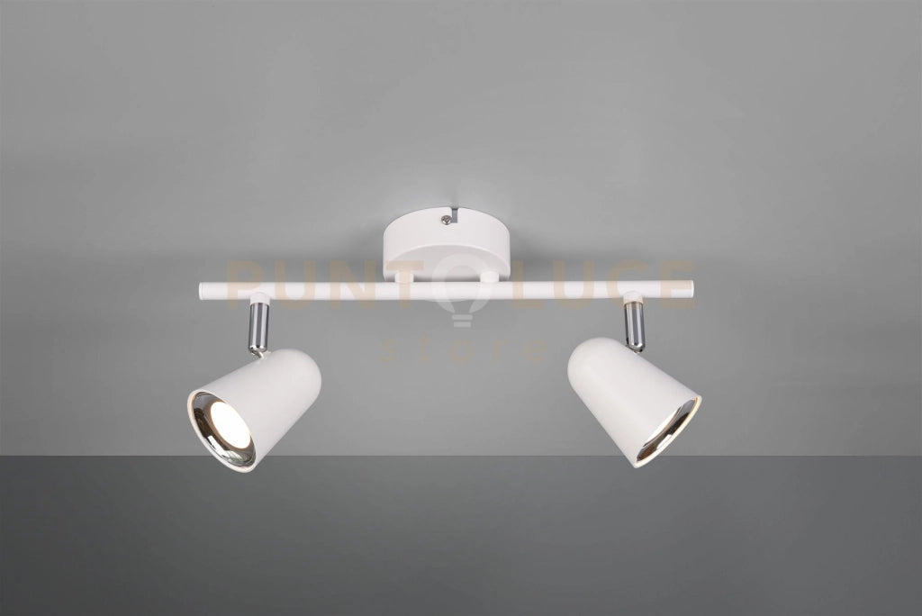TOULOUSE BARRA 2 SPOTS LED 7W 800lm, 3000K BIANCO SATINATO CON BORDO CROMATO L. 34CM