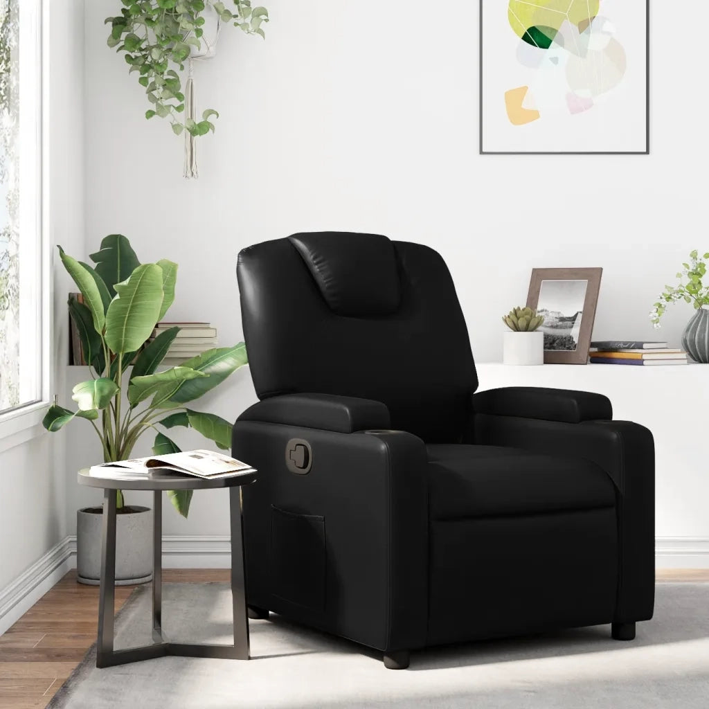 Divano Sedia-Poltrona reclinabile in Similpelle Nera 816247