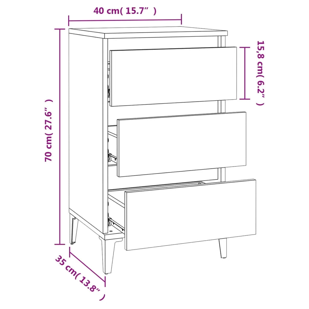Comodino Bianco 40x35x70 cm in Legno Multistrato 819668