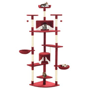 Tiragraffi albero per gatti cuccia per gatti peluche in sisal 203 cm rosso e bianco 3702142