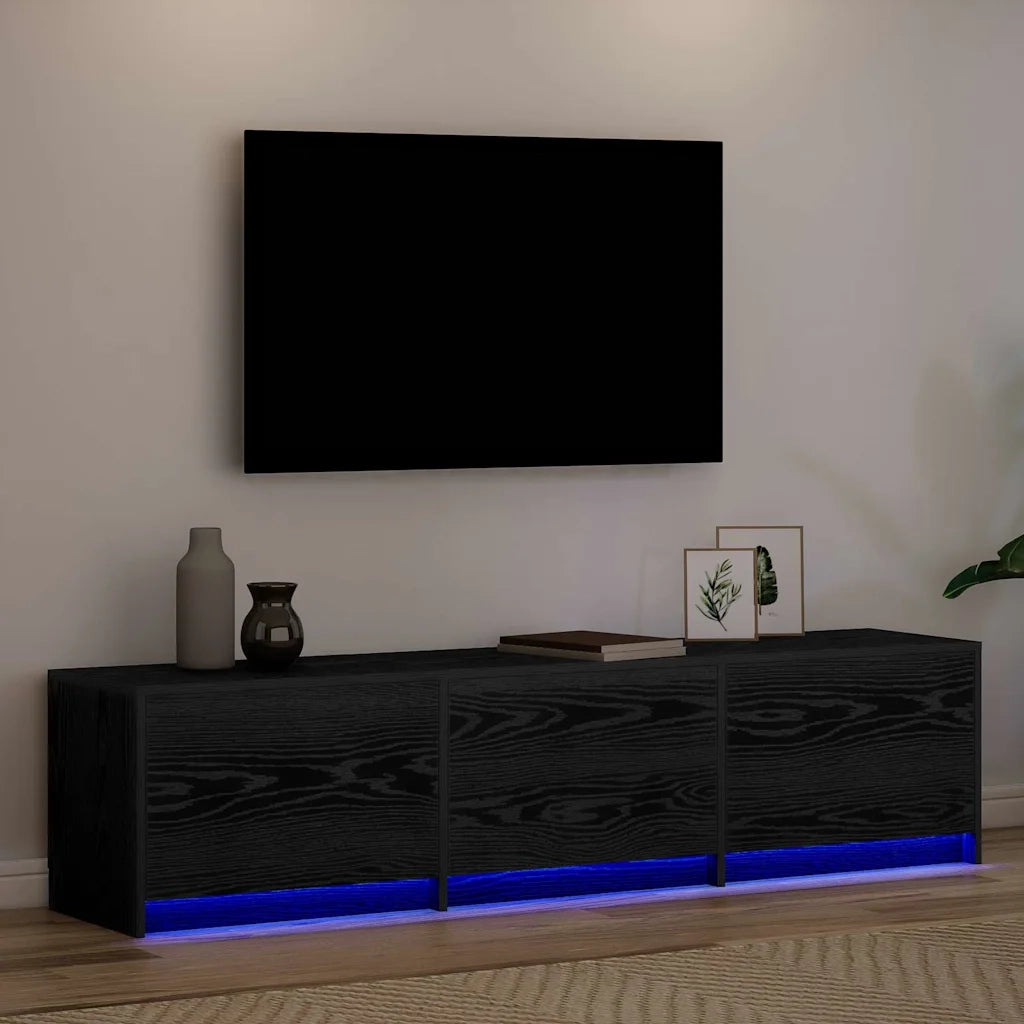 Mobile TV-Credenza per TV Rovere Nero 162,5 x 34 x 40 cm Legno multistrato