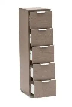 Cassettiera 5 cassetti rovere grigio già montato L27 H103 P38
