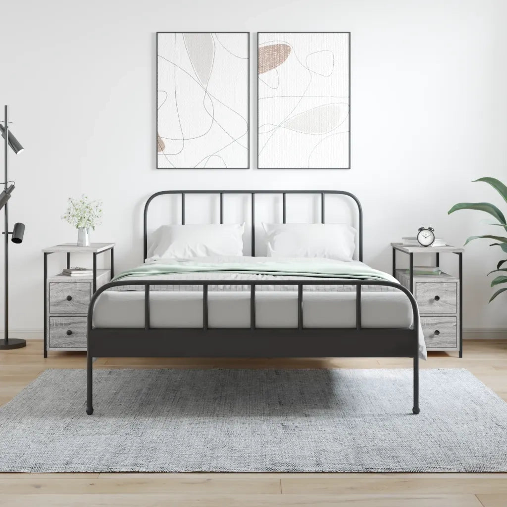 Comodini 2 pz-Set di 2 Tavolino da notte Grigio Sonoma 30x60x60 cm in Legno Multistrato 485257