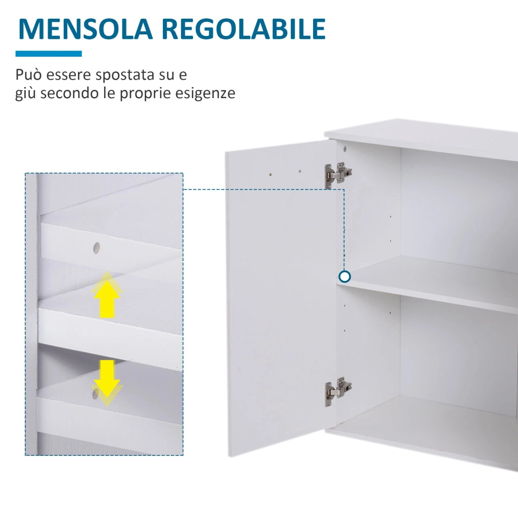 Armadietto con 3 Ante e 2 Cassetti in Legno Truciolato Bianco 106x35x76 cm
