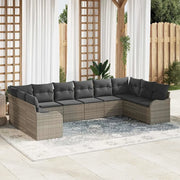 Set Divano da Giardino 10 pcs Grigio chiaro polyrattan